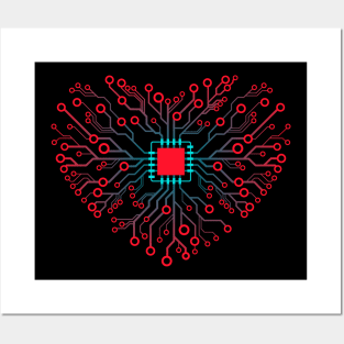 Computer Core Processor CPU  Heart RED Posters and Art